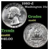 1980-d Washington Quarter 25c Grades GEM+ Unc