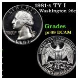 Proof 1981-s TY I Washington Quarter 25c Grades GE