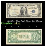 1935E $1 Blue Seal Silver Certificate Grades vf+