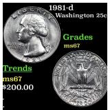 1981-d Washington Quarter 25c Grades GEM++ Unc