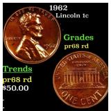 Proof 1962 Lincoln Cent 1c Grades Gem++ Proof Red