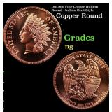 1oz .999 Fine Copper Bullion Round - Indian Cent S