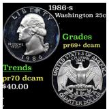 Proof 1986-s Washington Quarter 25c Grades GEM++ P