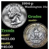 1994-p Washington Quarter 25c Grades GEM++ Unc