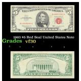1963 $5 Red Seal United States Note Grades vf++