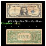 1957 $1 Blue Seal Silver Certificate Grades vf+