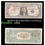 1957B $1 Blue Seal Silver Certificate Grades vf+