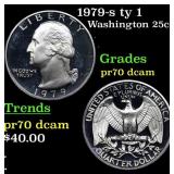 Proof 1979-s ty 1 Washington Quarter 25c Grades GE