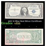 1957 $1 Blue Seal Silver Certificate Grades vf+