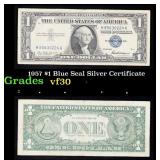 1957 $1 Blue Seal Silver Certificate Grades vf++