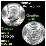 1990-d Kennedy Half Dollar 50c Grades GEM++ Unc