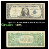 1957A $1 Blue Seal Silver Certificate Grades vf+