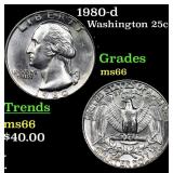 1980-d Washington Quarter 25c Grades GEM+ Unc