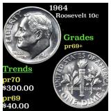 Proof 1964 Roosevelt Dime 10c Grades GEM++ Proof