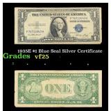 1935E $1 Blue Seal Silver Certificate Grades vf+