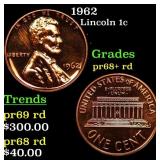 Proof 1962 Lincoln Cent 1c Grades Gem++ Proof Red