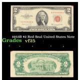 1953B $2 Red Seal United States Note Grades vf+