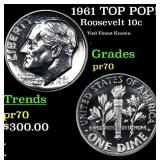 Proof 1961 Roosevelt Dime TOP POP! 10c Graded pr70