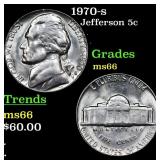1970-s Jefferson Nickel 5c Grades GEM+ Unc
