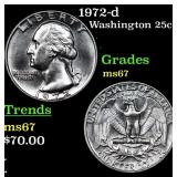 1972-d Washington Quarter 25c Grades GEM++ Unc