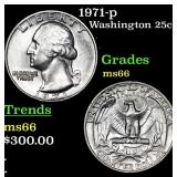 1971-p Washington Quarter 25c Grades GEM+ Unc