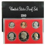 1980 United Stated Mint Proof Set 6 coins