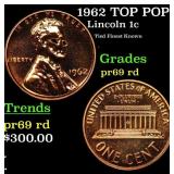 Proof 1962 Lincoln Cent TOP POP! 1c Graded pr69 rd