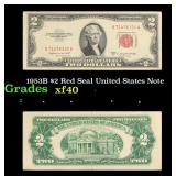 1953B $2 Red Seal United States Note Grades xf