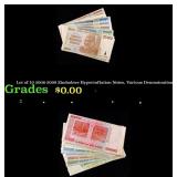 Lot of 10 2006-2008 Zimbabwe Hyperinflation Notes,