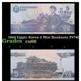 1998 Upper Korea 5 Won Banknote P#?40 Grades Gem+