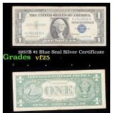 1957B $1 Blue Seal Silver Certificate Grades vf+