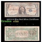 1957A $1 Blue Seal Silver Certificate Grades vf, v