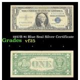 1957B $1 Blue Seal Silver Certificate Grades vf+