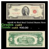 1953B $2 Red Seal United States Note Grades Select