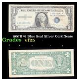1957B $1 Blue Seal Silver Certificate Grades vf+