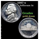 Proof 1987-s Jefferson Nickel 5c Grades GEM++ Proo