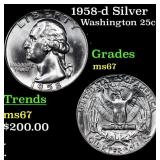 1958-d Washington Quarter Silver 25c Grades GEM++