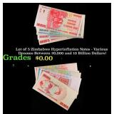 Lot of 5 Zimbabwe Hyperinflation Notes - Various D