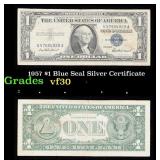 1957 $1 Blue Seal Silver Certificate Grades vf++