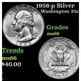 1958-p Washington Quarter Silver 25c Grades GEM+ U