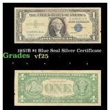 1957B $1 Blue Seal Silver Certificate Grades vf+