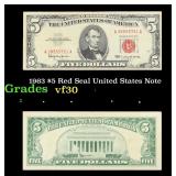 1963 $5 Red Seal United States Note Grades vf++