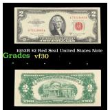 1953B $2 Red Seal United States Note Grades vf++