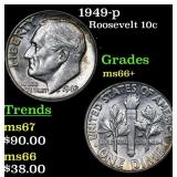 1949-p Roosevelt Dime 10c Grades GEM++ Unc
