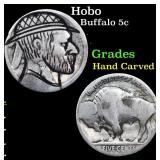 Hobo Buffalo Nickel 5c Grades Hand Carved