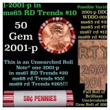 BU Shotgun Lincoln 1c roll, 2001-p 50 pcs Bank Wra