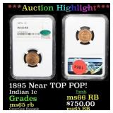 1895 Indian Cent Near TOP POP! 1c ms65 rb CAC NGC