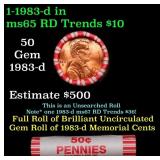 BU Shotgun Lincoln 1c roll, 1983-d 50 pcs Bank Wra