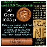 BU Shotgun Lincoln 1c roll, 1963-p 50 pcs Bank Wra