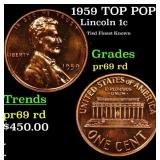 1959 Proof Lincoln Cent TOP POP! 1c Grades Gem++ P
